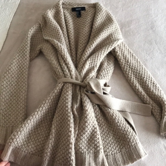Forever 21 Other - Knitted beige rob/ waist-tied sweater